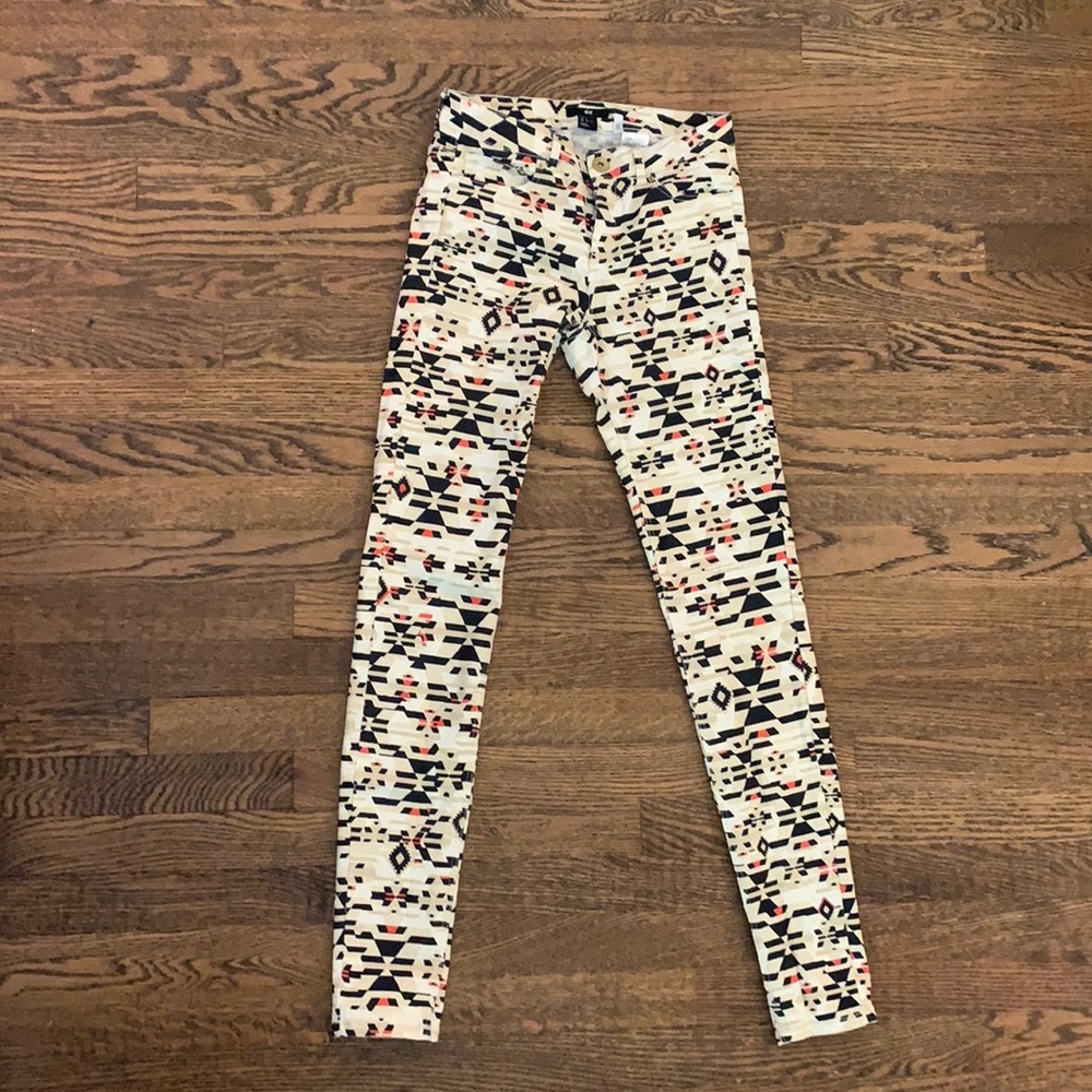 Aztec print skinny jeans